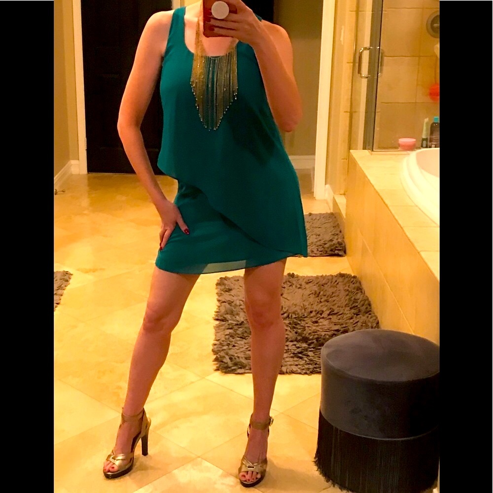 Naked Zebra Emerald Green Flowing Tank Dress